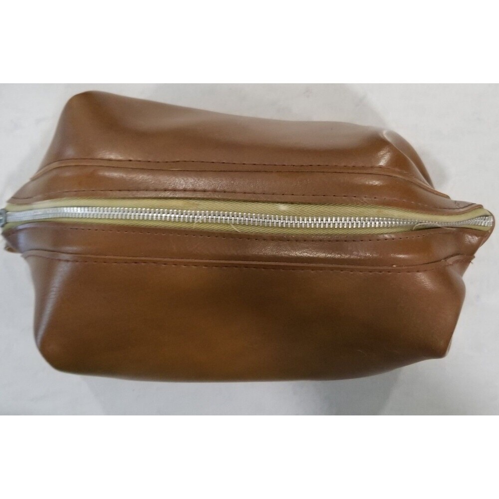 Vintage travel products brown cosmetic dopp travel bag - Picture 10 of 12
